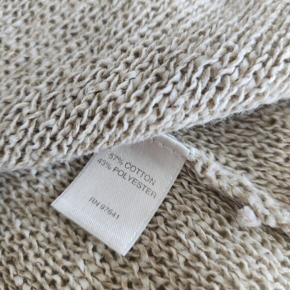 J.‎ Jill Pure Jill Size Large Beige Open-Knit Sweater Cowl Neck 3/4 Sleeve Beach - Picture 9 of 12